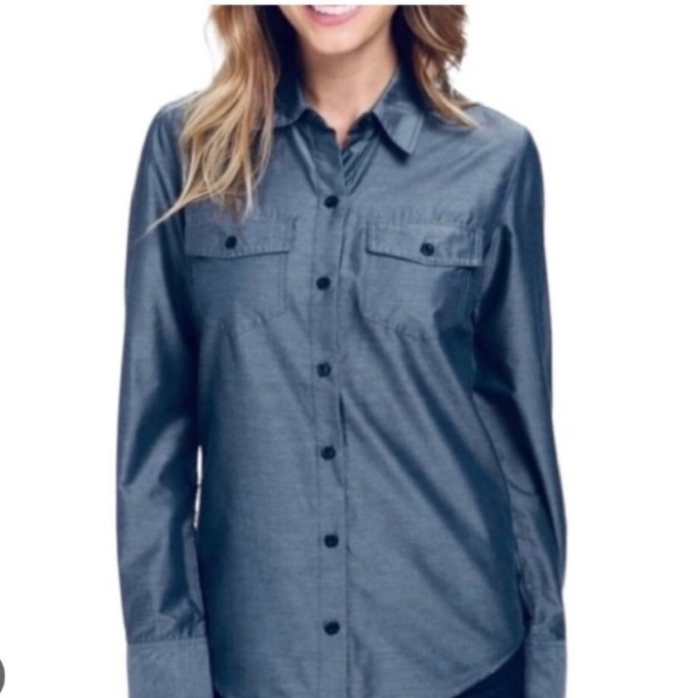 Patagonia NWT Overcast sun shirt in blue chambray tencel 14 Sustainable Camping